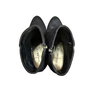 Anne Klein Boots Womens 6M Black Ankle Zipper Suede Minimalist Chic‎ Urban